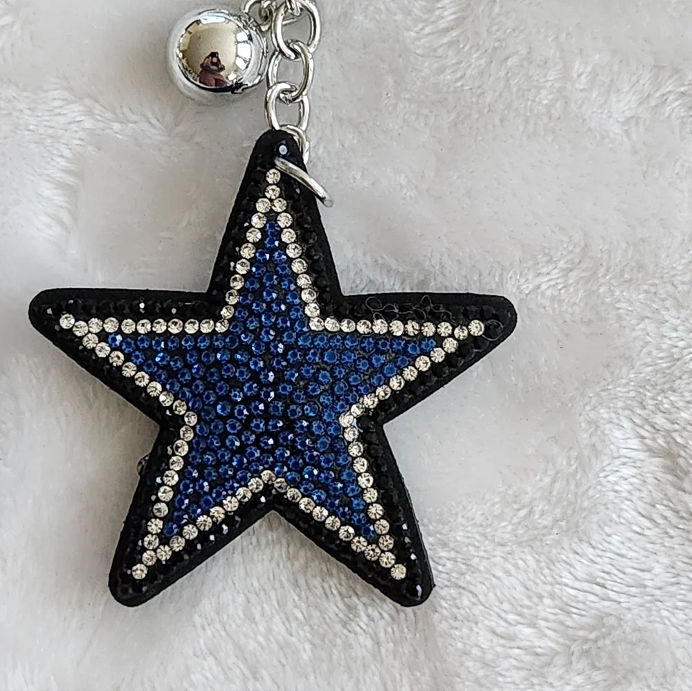Dallas Cowboys Star Keychain Set with Black and Blue Accents Bag Charms